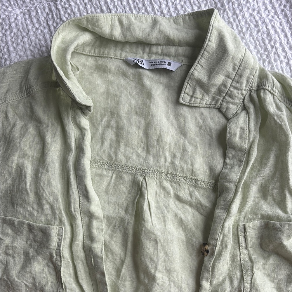 Zara Sage Green Linen Coverup